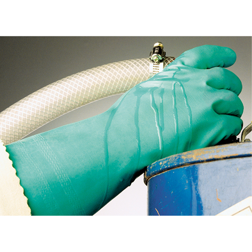 StanSolv&reg; Embossed Z-Pattern Grip Gloves, Size Medium/8, 14" L, Nitrile, Interlock Inner Lining, 11-mil Pathway Supply LP