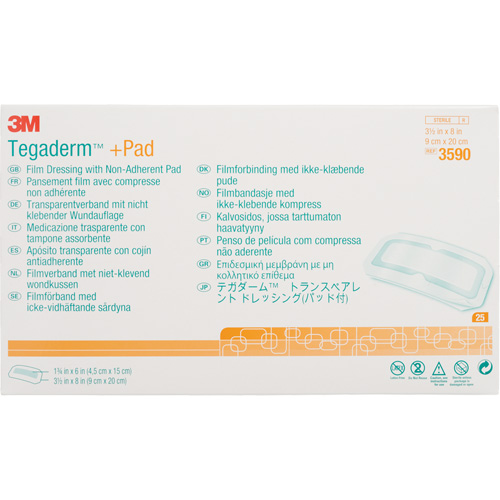 Pansement transparent Tegaderm avec tampon absorbant, Rectangulaire/carr&eacute;e, 8", Plastique, St&eacute;rile Pathway Supply LP