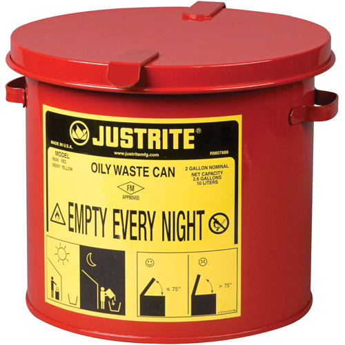 Oily Waste Cans, FM Approved/UL Listed, 2 US gal., Red Pathway Supply LP