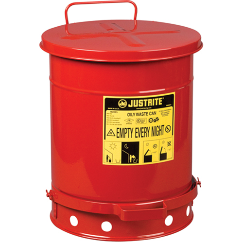 Contenants pour d&eacute;chets huileux, Homologu&eacute; FM/List&eacute; UL, 10 gal. US, Rouge Pathway Supply LP