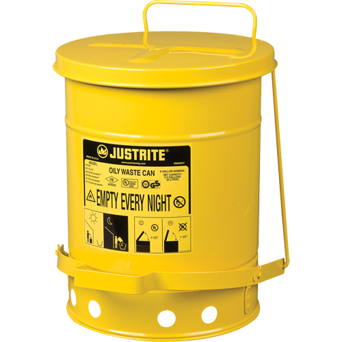 Oily Waste Cans, FM Approved/UL Listed, 6 US Gal., Yellow Pathway Supply LP