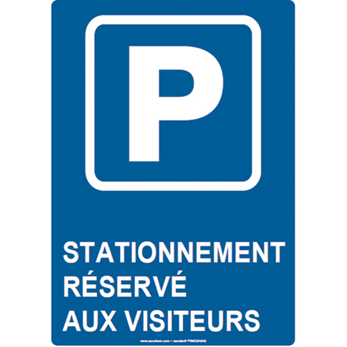 Panneau de stationnement r&eacute;serv&eacute;, 14" x 10", Aluminium, Français avec pictogramme Pathway Supply LP