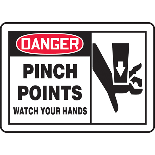 "Pinch Points" Sign, 7" x 10", Plastic, English with Pictogram Pathway Supply LP