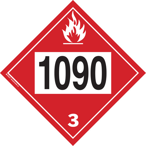 Plaque-&eacute;tiquette TMD 1090 pour liquide inflammable ac&eacute;tone, Plastique Pathway Supply LP