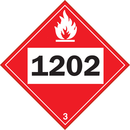 Plaque-&eacute;tiquette TMD 1202 pour liquide inflammable huile combustible, Vinyle adh&eacute;sif Pathway Supply LP