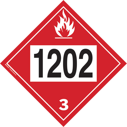Plaque-&eacute;tiquette TMD 1202 pour liquide inflammable huile combustible, Plastique Pathway Supply LP