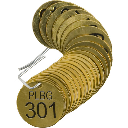 &eacute;tiquettes num&eacute;rot&eacute;es pour vannes PLPG, # 301-325, Laiton, 1,5" dia. Pathway Supply LP