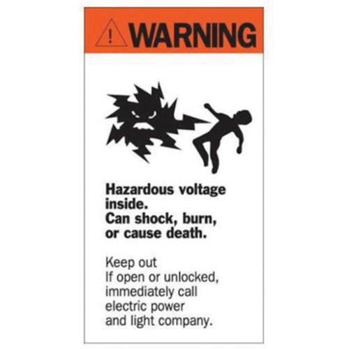 Enseigne Warning Hazardous Voltage, 8" x 4-1/2", Acrylique, Anglais avec pictogramme Pathway Supply LP