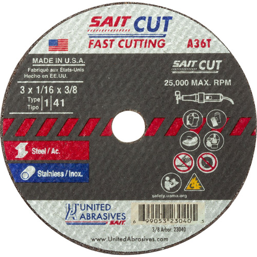 Cut-Off Wheel (A36T), 14" x 0.035", 3/8" Arbor, Type 1, Aluminum Oxide, 19000 RPM Pathway Supply LP