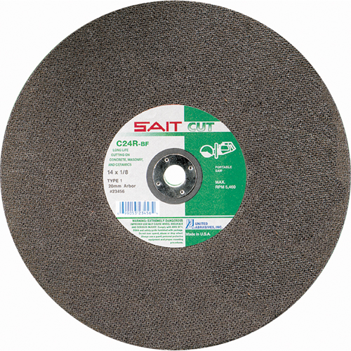 C24R Concrete High Speed Cut-Off Wheel, 14" x 1/8", 1" Arbor, Type 1, Silicon Carbide, 5400 RPM Pathway Supply LP