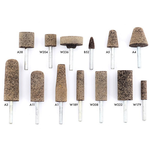 Meules r&eacute;sinoides mont&eacute;es sur tige A36Q, A11, Oxyde d'aluminium, 11/16" dia., 2" lo, 36 Grain Pathway Supply LP