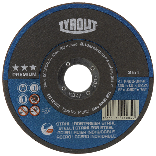 Cutting Disc, 5" x 1/16", 7/8" Arbor, Type 27, Aluminum Oxide, 12250 RPM Pathway Supply LP