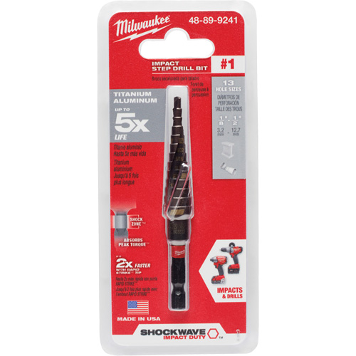 Foret &eacute;tag&eacute; #1 Shockwave Impact Duty, 1/2" - 1-1/8", Incr&eacute;ments de 1/32", Titane Pathway Supply LP