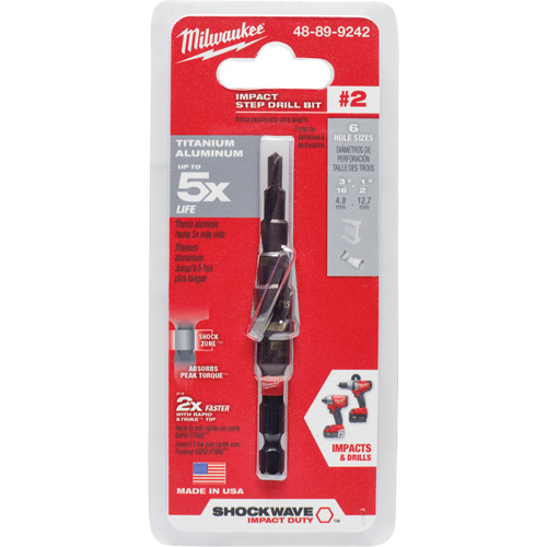 Foret &eacute;tag&eacute; #2 Shockwave Impact Duty, 3/16" - 1/2", Incr&eacute;ments de 1/16", Titane Pathway Supply LP