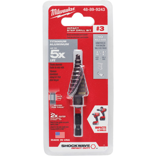 Foret &eacute;tag&eacute; #3 Shockwave Impact Duty, 3/16" - 3/4", Incr&eacute;ments de 1/16", Titane Pathway Supply LP