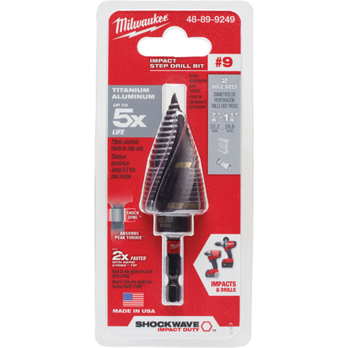 Foret &eacute;tag&eacute; #9 Shockwave Impact Duty, 7/8" - 1-1/8", Incr&eacute;ments de 1/4", Titane Pathway Supply LP