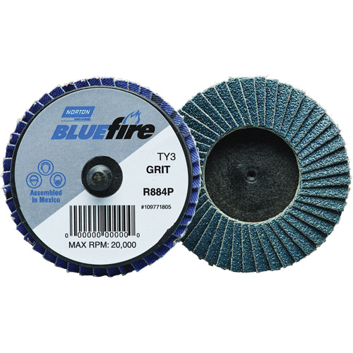 Mini-disque &agrave; lamelles R884P BlueFire, 3" x Type 27, Grain P40, Alumine de zirconium Pathway Supply LP
