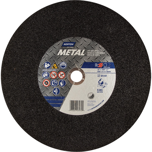 Metal A Chop Saw Cut-Off Wheel, 14" x 3/32", 1" Arbor, Type 01/41, Aluminum Oxide, 4365 RPM Pathway Supply LP
