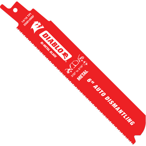 Reciprocating Blade for Auto Dismantling, Bi-Metal, 14-18 TPI, 6" L x 1" W Pathway Supply LP