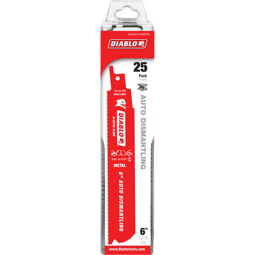 Reciprocating Blade for Auto Dismantling, Bi-Metal, 14-18 TPI, 6" L x 1" W Pathway Supply LP