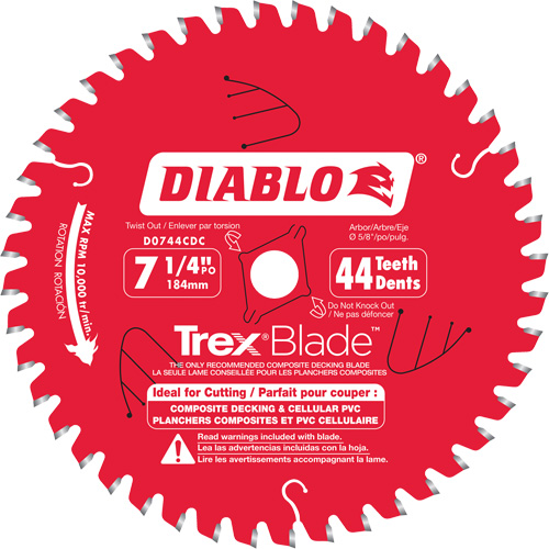 Trex&reg; Blade Cutting Saw Blade, 7-1/4", 44 Teeth, Plastic/Composite Decking Use Pathway Supply LP