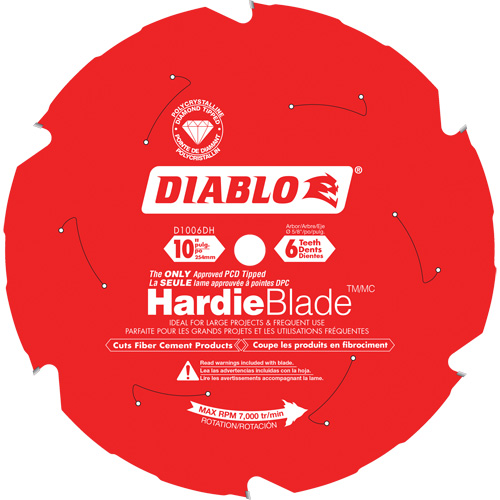 HardieBlade Cutting Saw Blade, 10", 6 Teeth, Fibre Cement Use Pathway Supply LP