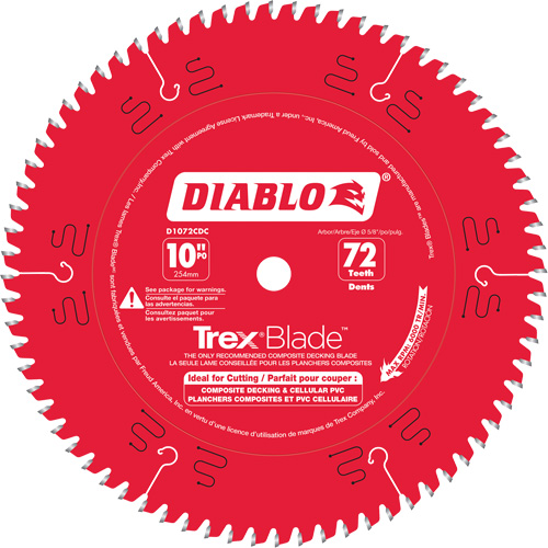 Lame de scie &agrave; d&eacute;couper Trex Blade, 10", 72 dents, Pour Plastique/Plastique Pathway Supply LP