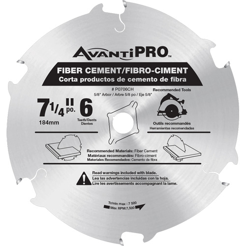 AvantiPro Cutting Saw Blade, 7-1/4", 6 Teeth, Fibre Cement Use Pathway Supply LP