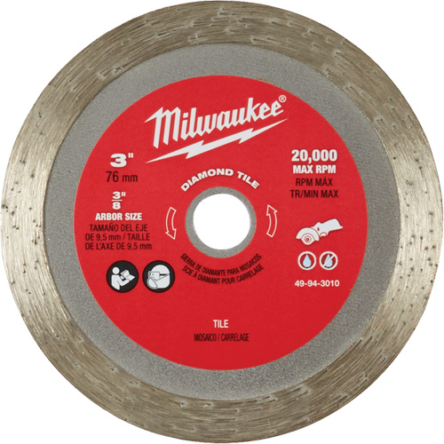 Tile Blade, 3" x 3/8" Arbor, Diamond, 20000 RPM Pathway Supply LP