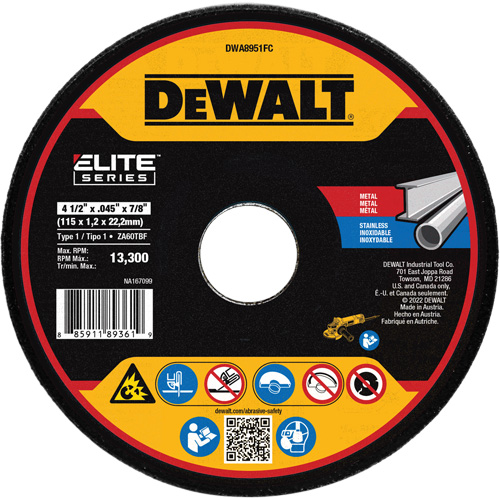 XP Metal Cut-Off Wheel, 4-1/2" x 0.045", 7/8" Arbor, Ceramic, Type 1 Pathway Supply LP