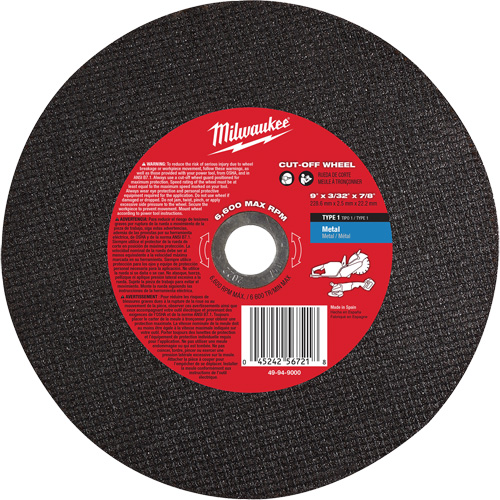 Cut-Off Wheel, 9" x 3/32", 7/8" Arbor, Type 1, 6600 RPM Pathway Supply LP