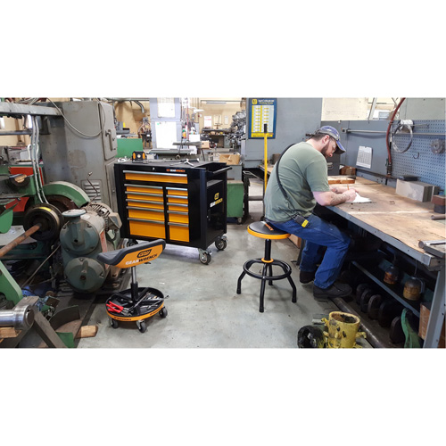 Powered Tool Cart, 11 Drawers, 42-1/2" W x 24-7/16" D x 41" H, Black/Orange Pathway Supply LP