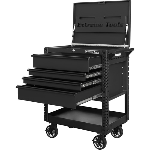 EX Deluxe Series Tool Cart, 4 Drawers, 22-7/8" L x 33" W x 44-1/4" H, Black Pathway Supply LP