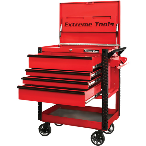EX Deluxe Series Tool Cart, 4 Drawers, 22-7/8" L x 33" W x 44-1/4" H, Red Pathway Supply LP