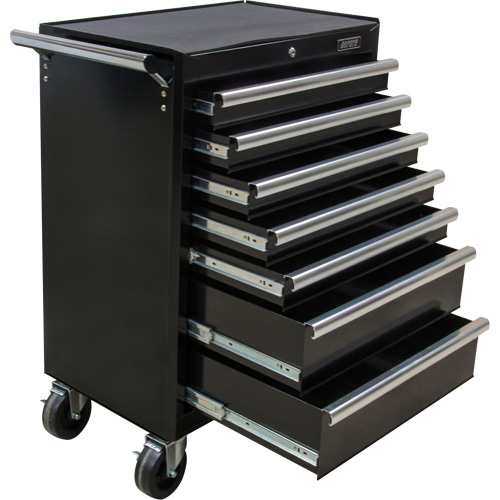 Industrial Tool Cart, 7 Drawers, 27" W x 18-3/4" D x 39" H, Black Pathway Supply LP