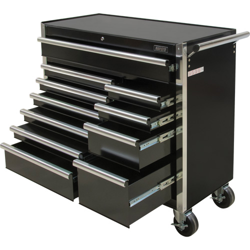 Chariot &agrave; outils industriel, 11 tiroirs, 41" la x 18-3/4" p x 39-1/3" h, Noir Pathway Supply LP