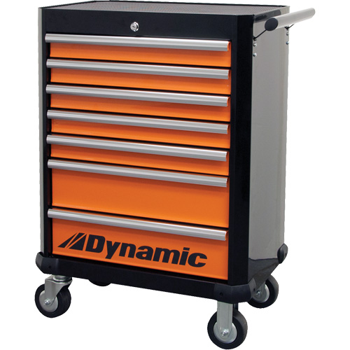 Armoire roulante, 7 tiroirs, 28" la x 18" p x 40" h, Noir/Orange Pathway Supply LP