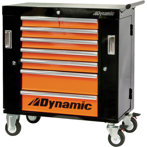 Armoire roulante, 8 tiroirs, 36" la x 18" p x 39-1/4" h, Noir/Orange Pathway Supply LP