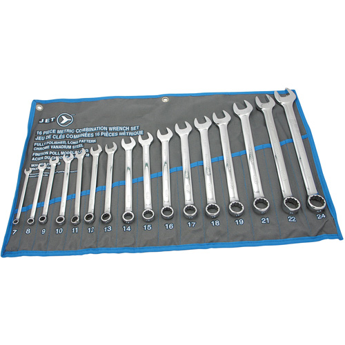 Fully Polished Long Pattern Combination Wrench Set, Combination, 16 Pieces, Metric Pathway Supply LP