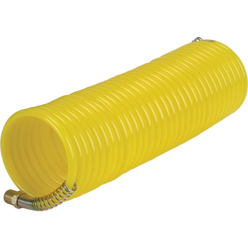 Nylon Coil Air Hose With Fittings, Air, 1/4" ID x 25' L, Nylon, 200 PSI at 23°C Pathway Supply LP