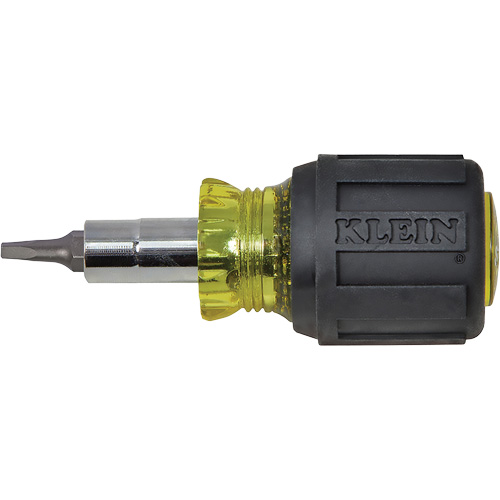 Stubby Multi-Bit Screw Driver With Sq.Recess, 3-1/5" L, Cushion Grip Handle Pathway Supply LP