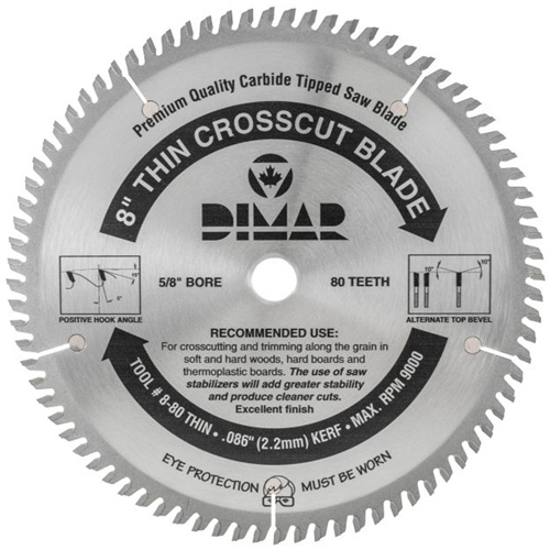 Industrial Saw Blade - Crosscut Thin Kerf, 8", 80 Teeth, Wood Use Pathway Supply LP