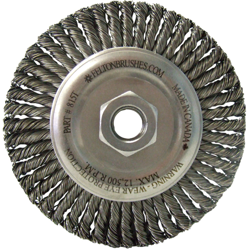 Brosses m&eacute;talliques &agrave; touret, Dia. 4", Fils 0,02", Arbre 5/8"-11, Acier inoxydable Pathway Supply LP