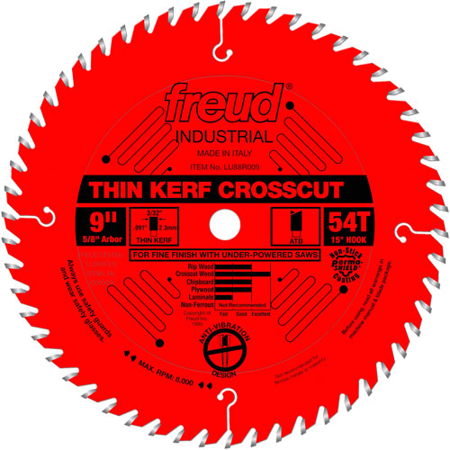 TCS Industrial Saw Blade - Rip/Crosscut Thin Kerf, 9", 54 Teeth, Wood Use Pathway Supply LP