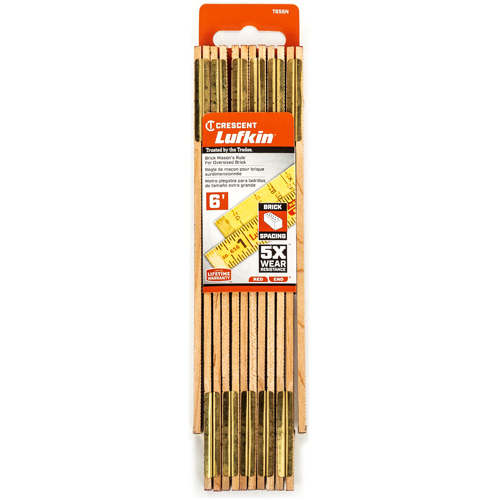 R&egrave;gle de maçon surdimensionn&eacute; Red End, 6' lo, Bois, Graduations de 1/16" Pathway Supply LP