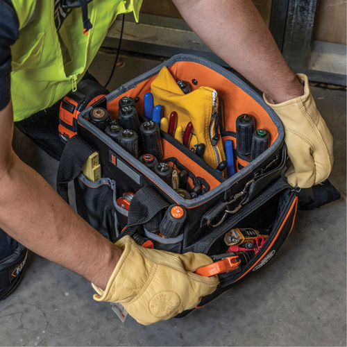 Tradesman Pro Tool Tote, Ballistic Nylon, 40 Pockets, Black/Orange Pathway Supply LP