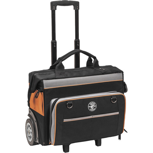 Tradesman Pro Rolling Tool Bag, Ballistic Polyester, 24 Pockets, Black/Orange Pathway Supply LP