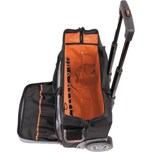 Tradesman Pro Rolling Tool Bag, Ballistic Polyester, 24 Pockets, Black/Orange Pathway Supply LP