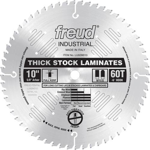 Lames de scie industrielle pour panneaux de particules, 10", 60 dents, Pour Stratifi&eacute; Pathway Supply LP