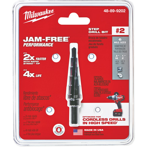Foret &eacute;tag&eacute; no 2, 3/16" - 1/2", Incr&eacute;ments de 1/16", Acier rapide Pathway Supply LP